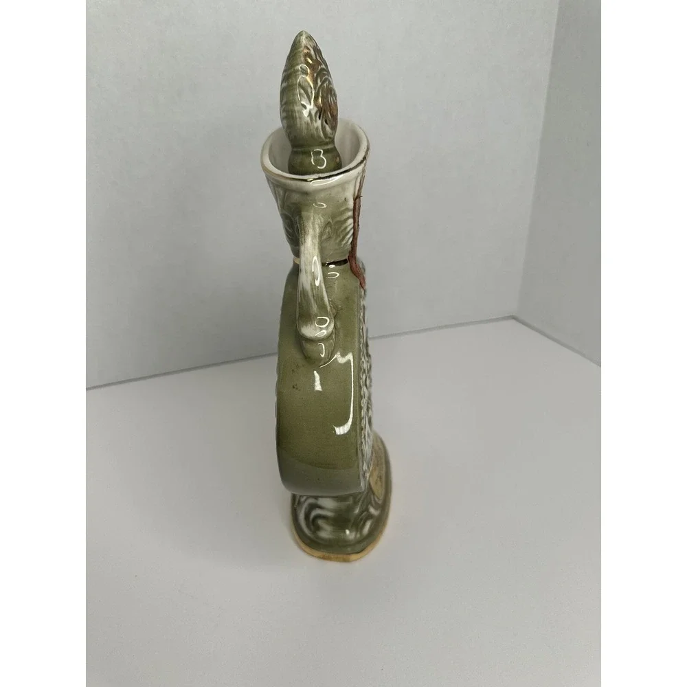 Jim Beam Decanter Pitcher Vintage Floral Yellow Rose Green Gold 4/5‎ Quart